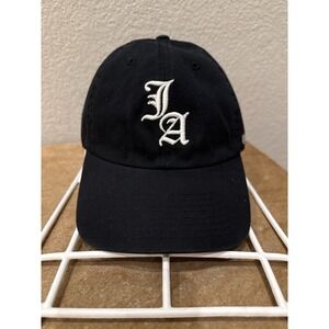 los angeles dodgers '47 Brand Black Strapback Hat Old English LA Adjustable Hat